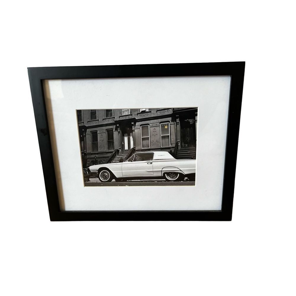 Classic Cadillac & Brownstone in Brooklyn Black and White Photograph 11” x 8 7/8